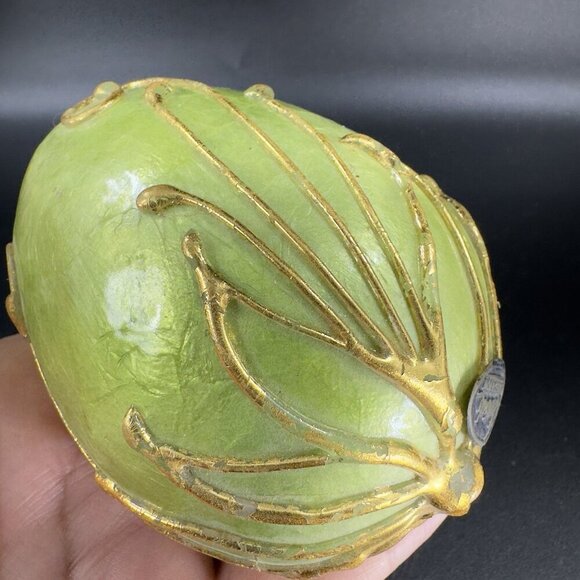 Katherine's Collection Retired Large Egg Green Painted Gold Lines Figurine VTG - Picture 8 of 13